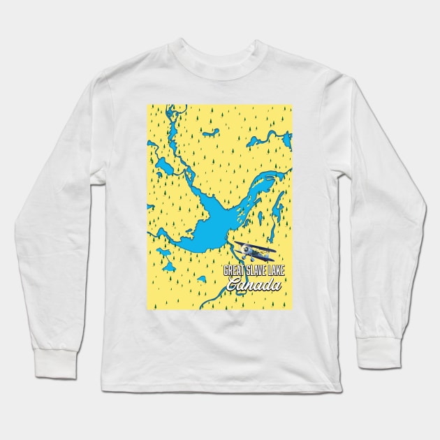 Great Slave Lake map Long Sleeve T-Shirt by nickemporium1